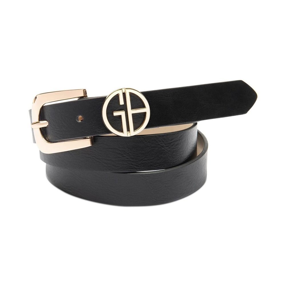 Giani Bernini Women's Designer Logo Keeper Belt Black Small w 32" w1" - Picture 3 of 5